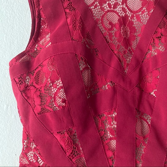 NWT Red Lace Detail Floor Length Dress L - Picture 6 of 13